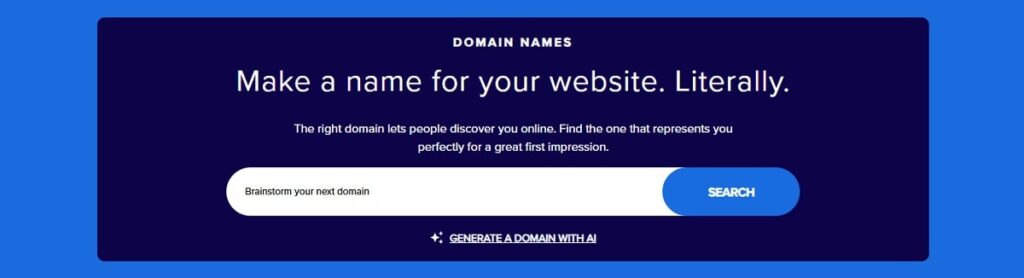 bluehost domain name search bar - google search