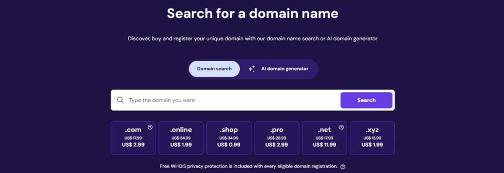 hostinger search bar on google search - hosterdream reviews